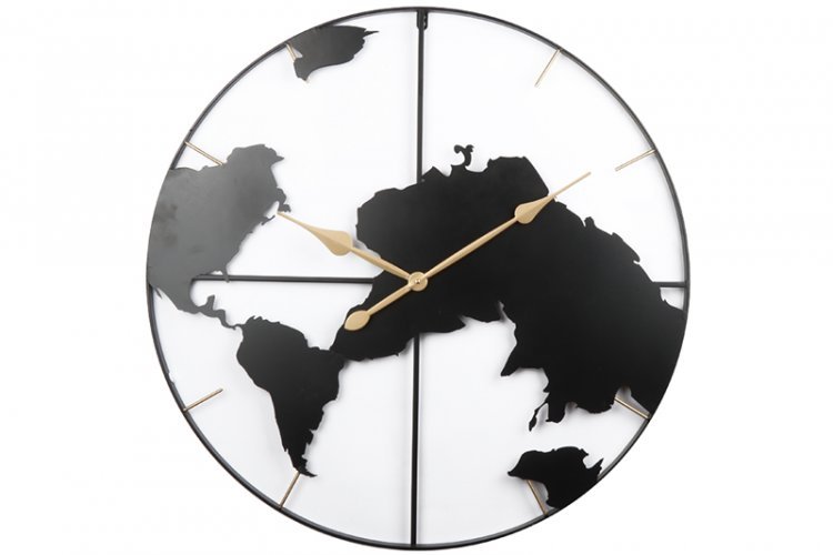 Minimal Map Wall Clock in Black Colour