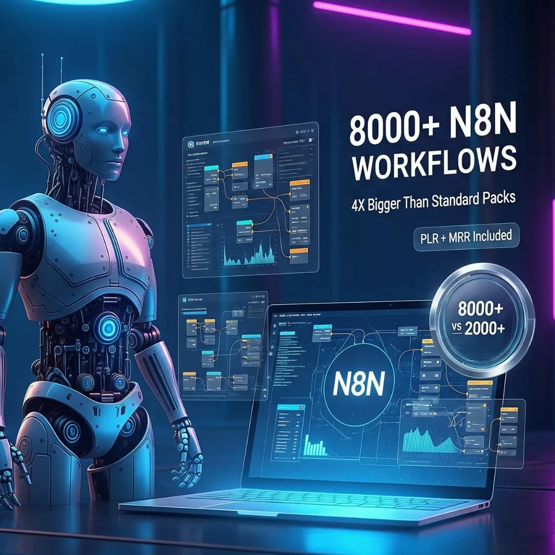 8000+ n8n AI Automation Workflows | PLR MRR Bundle (Digital Download)